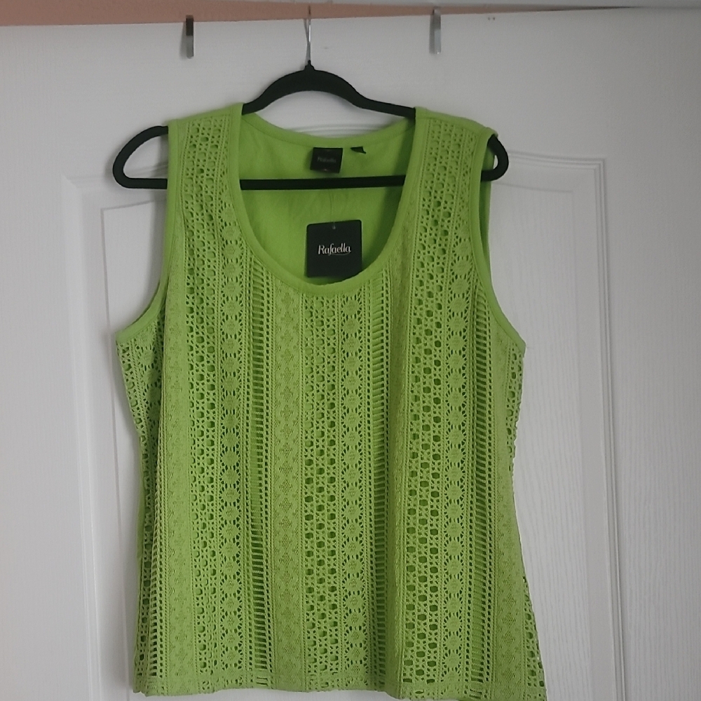 NWT Womans Plus Rafaella Green Sleeveless Knit Tank Top  Sz XXL